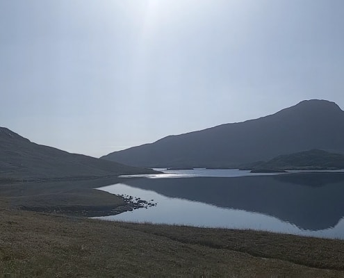 panorama of Eaval Eabhal on north uist